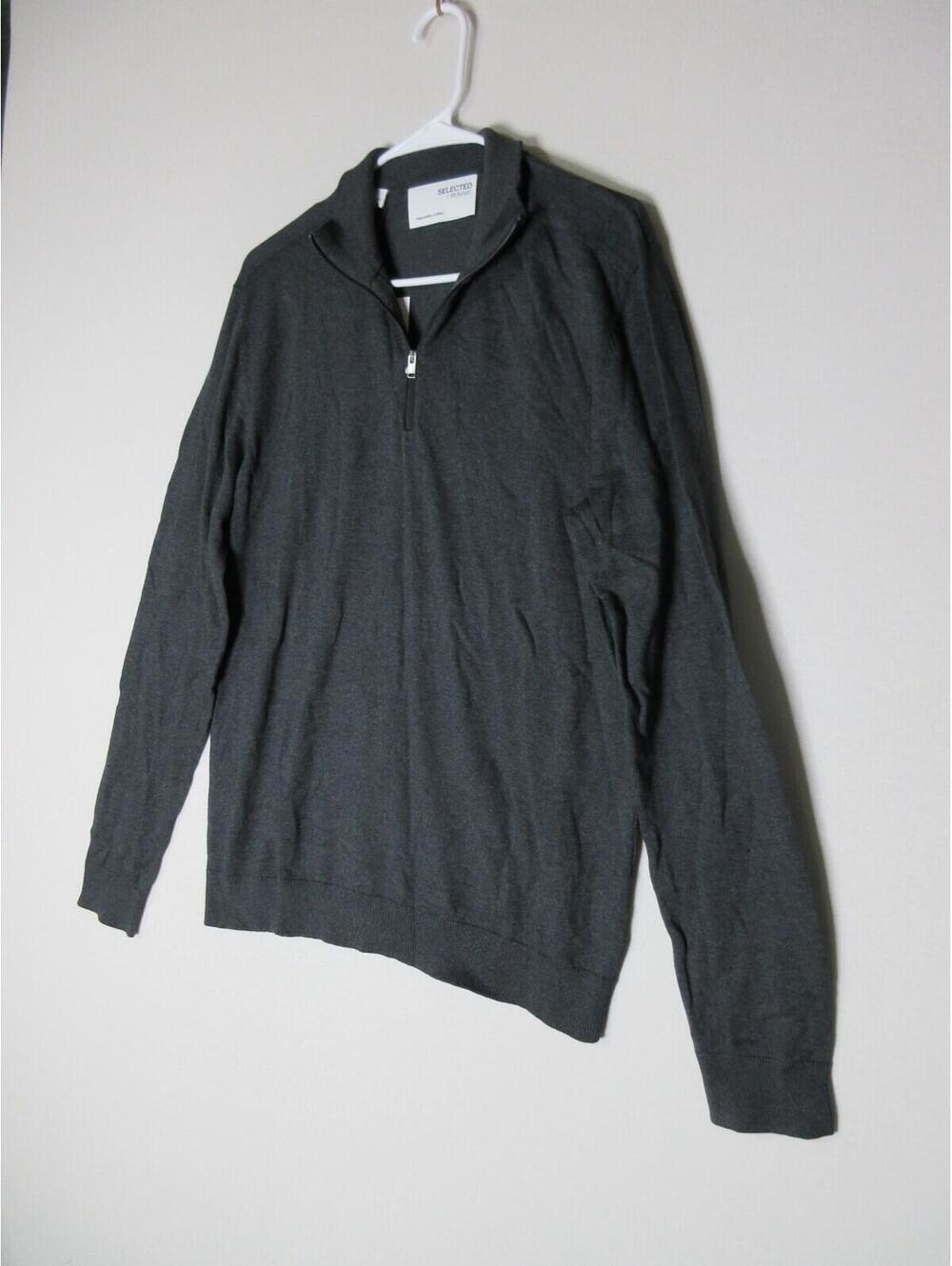 Selected Homme Mens Pullover 1/4 Zip Long Sleeve Sweater Collared Size L Black